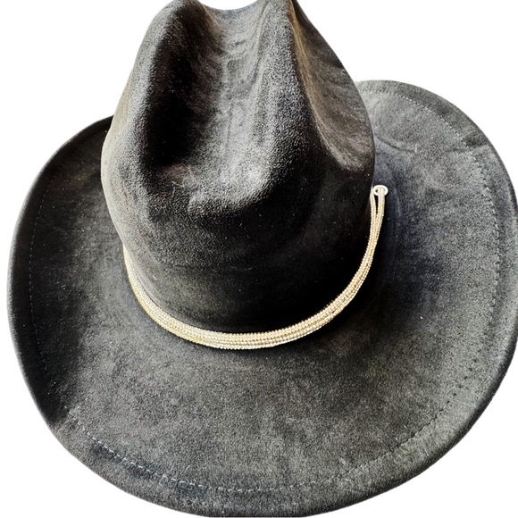 Black Rhinestone Lace Roped cowboy Brim Hat - Picture 10 of 13